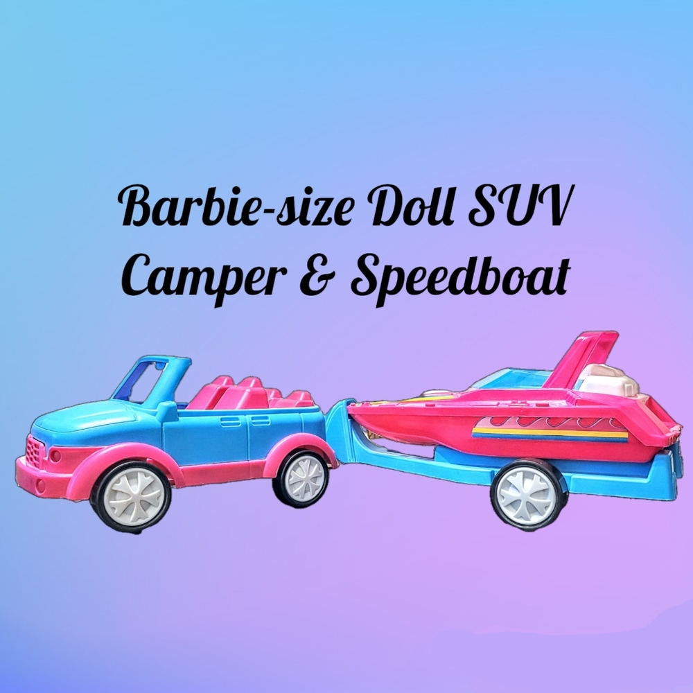 Barbie Doll Speedboat Trailer SUV Camper Jeep Convertible American Plastic Toys